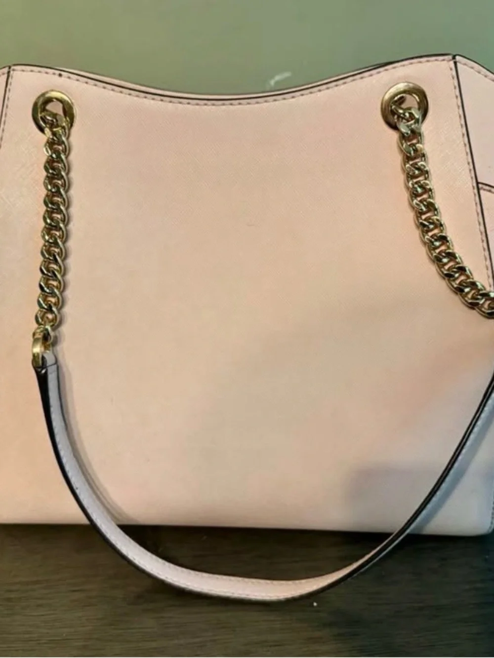 Michael Kors Blush Saffiano Leather Shoulder Bag with Gold Chain